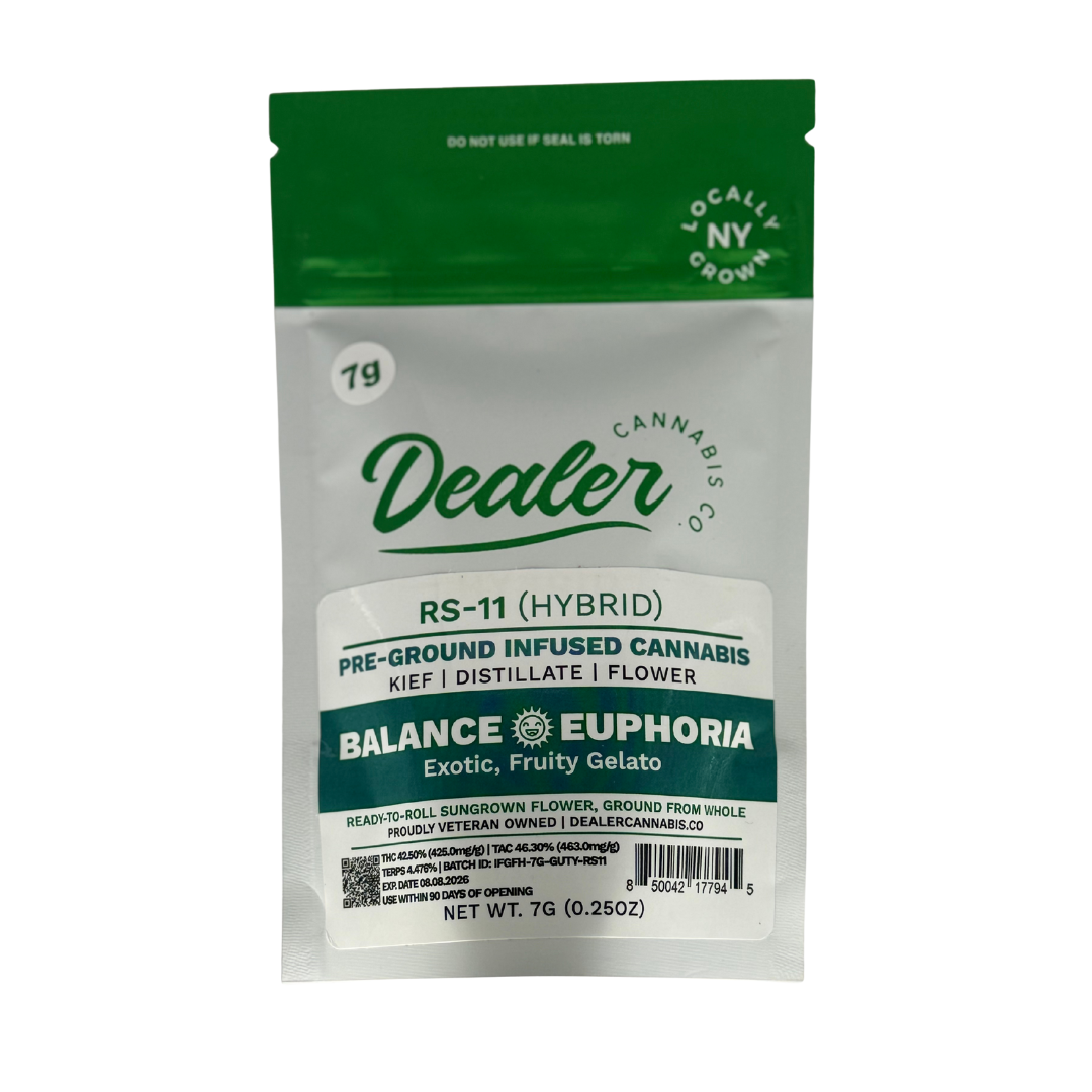 Dealer Cannabis Co. | Infused Pre-Ground Sungrown Flower | RS-11 (Hybrid) | 7g