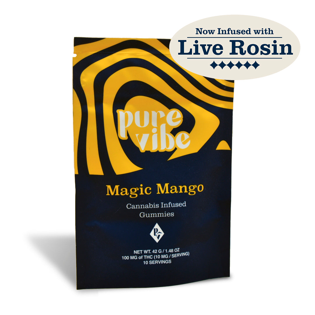 Pure Vibe | Magic Mango Gummies – Now with Live Rosin | 100mg