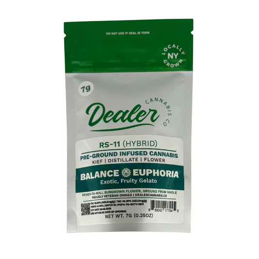 Dealer Cannabis Co. | Infused Pre-Ground Sungrown Flower | RS-11 (Hybrid) | 7g